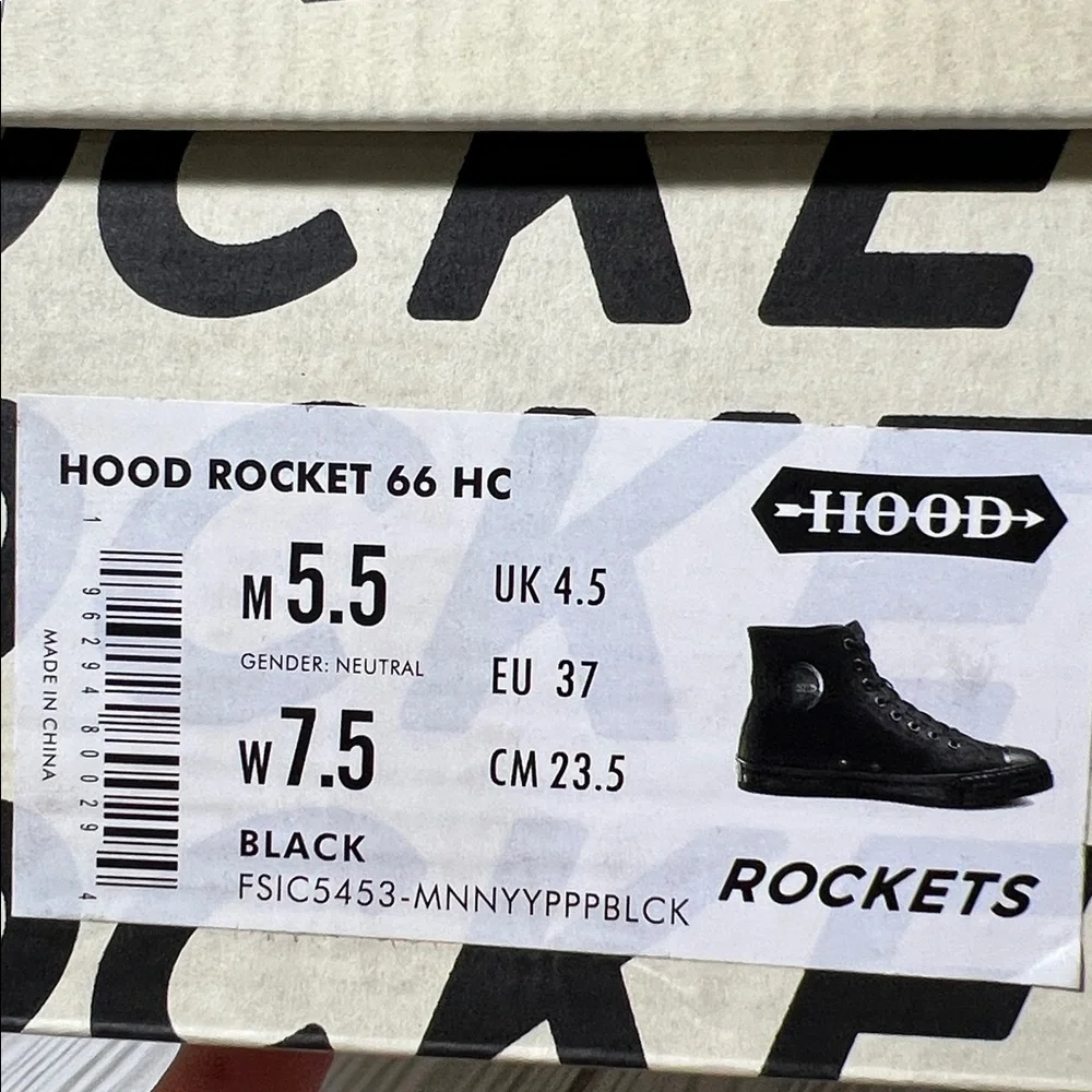 Mitchell & Ness Hood Rocket 66 men’s High-Top Sneakers Black Streetwear size 5.5